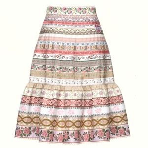 Romantic Lena Hoschek Floral Pink Cream Volante French Ribbon skirt in Château M